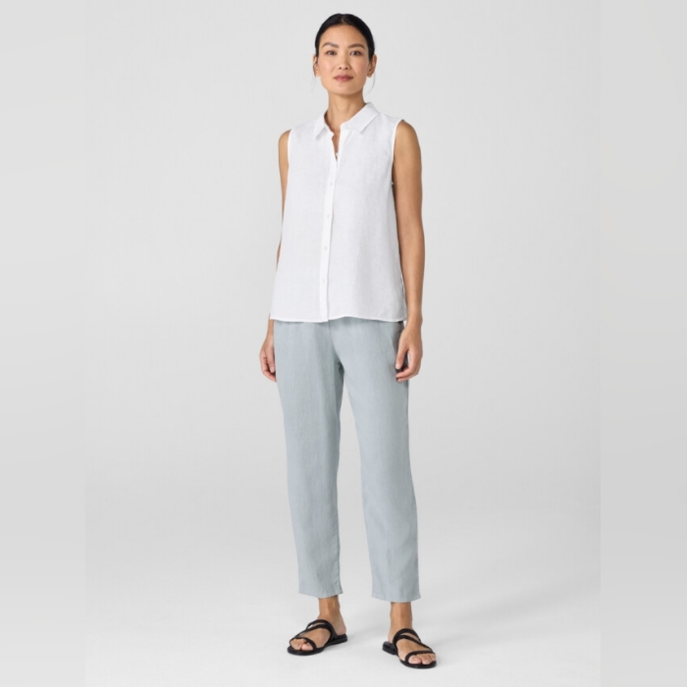 KENZO Sleeveless White Cotton Perforated Shirt M 40